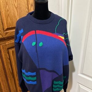 Mezzo mens Navy Graphic Sweater